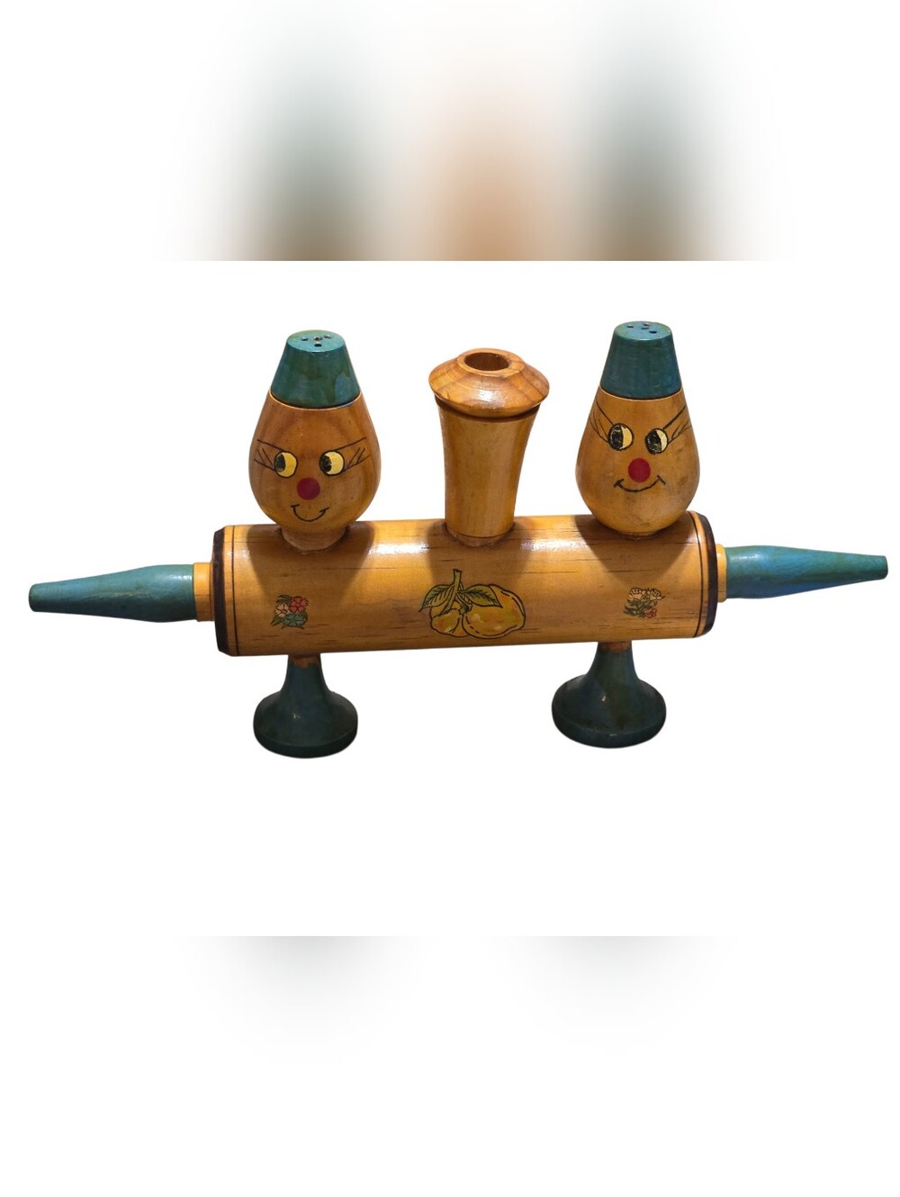 Vintage | Anthromorphic Salt & Pepper Shakers With Holder